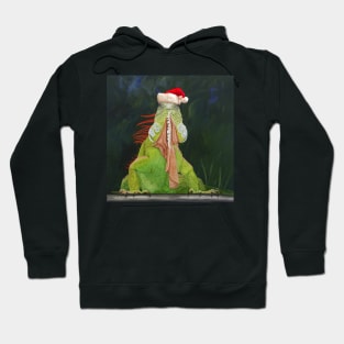 Green Iguana in Santa Hat Hoodie